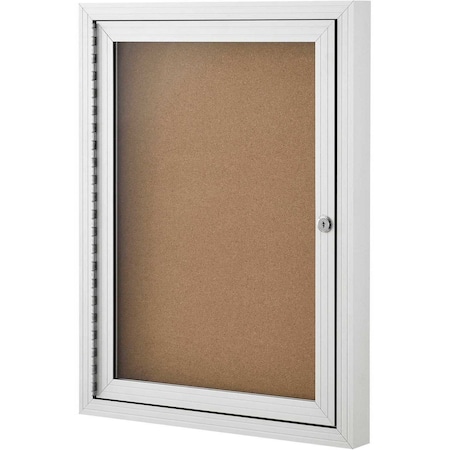 Global Industrial 1 Door Enclosed Cork Bulletin Board, 24inW x 18inH 695875